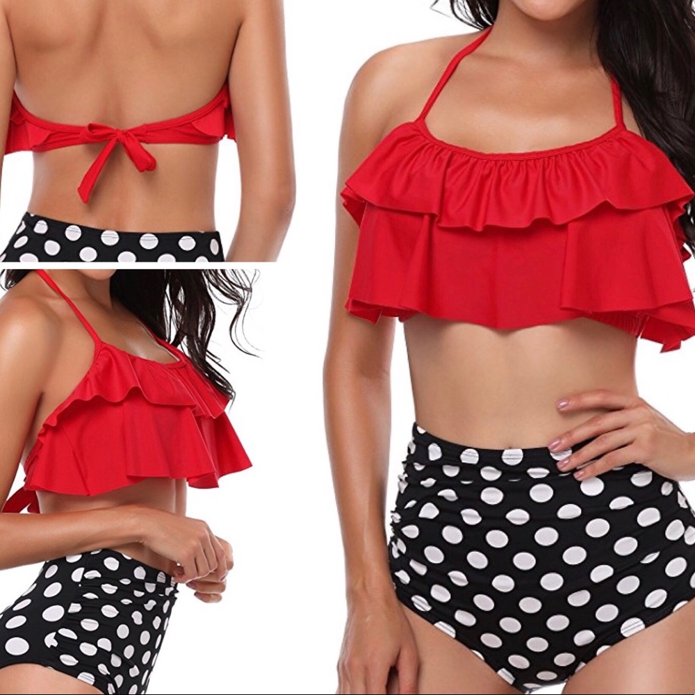 💎HP💎🚨Womens Polka Dot Sexy Red Two Piece🚨